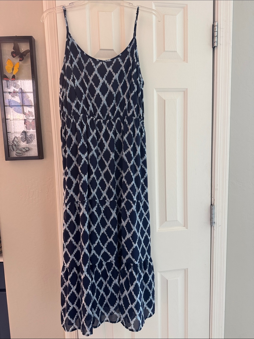 Michael Kors Navy Geometric Tiered Midi Dress - Classic Summer Style